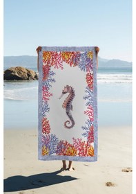 Resim Dijital Baskı Plaj Deniz Havlusu Deniz Atı Desenli Peştamal Hvl0110 Renkli 