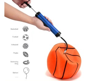 Resim Bisiklet pompa seti el tipi ayak tutamaklı hava top şişirme plastik başlıklı borulu ığne uçlu 30 cm 