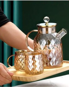 Resim Kabartmalı Bambu Kapaklı Borosilikat Cam Demlik 1500ml Royaleks-cm-2005 Çok Renkli 