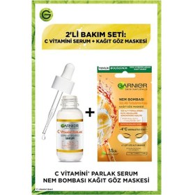 Resim Garnier C Vitamini Parlak Süper Aydınlatıcı Serum 30 ML + Nem Bombası Kağıt Göz Maskesi 