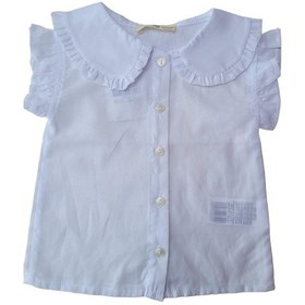 Resim Çikoby Kız Bebek Çocuk Pamuklu Düşük Kol Fırfırlı Gömlek-12598-beyaz Beyaz 