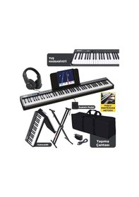 Resim Midex PLX-100BK-ST Taşınabilir Dijital Piyano Tuş Hassasiyetli 88 Tuş Bluetooth Şarjlı (STAND Sustain Kulaklık Çanta Metod) 