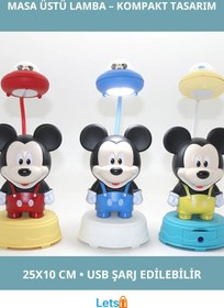 Resim Letsii Mickey Mouse USB Şarjlı Masa Üstü Lamba 25x10 cm 