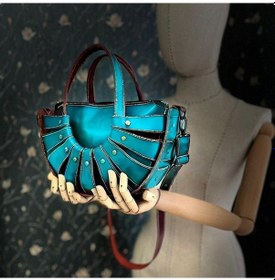 Resim Carıdea El Yapımı Hakiki Deri Bayan Çanta, Clutch, El Omuz Çantası V116 Turkuaz 