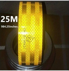 Resim Wangxi 25 Milyon Sarı Uzunluk 25m Genişlik 5cm Araba Yansıtıcı Uyarı Şeridi Kırmızı Beyaz Motosiklet Sticker Retro Reflektif Bant 