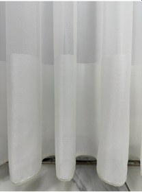 Resim Etek Desenli Düz Tül Perde 1/2,5 Orta Pile Kırık Beyaz Ekru 