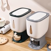 Resim 1 adet Büyük Kapasiteli 10.0KG Plastik Pirinç Depolama Kabı, Nemden Koruyucu ve Haşerelere Karşı Dirençli, Yeniden Kullanılabilir Kare Tahıl Dağıtıcı, Pirinç, Tahıllar, Un, Evcil Hayvan Yemi, Mutfak Depolama Organizasyonu için 