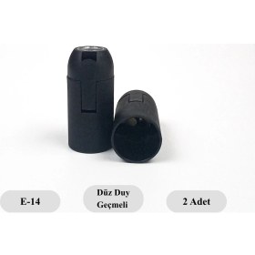 Resim Dekoratif Plastik E-14 Düz Geçmeli Duy Siyah (2 Adet) 