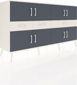 Resim Kronos Konsol 5 Raflı 3 Çekmeceli 8 Kapaklı 176x59x99 Aytaşı-antr Aytaşı-antrasit/aytaşı 