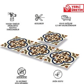 Resim Kendinden Yapışkanlı Banyo Mutfak Kaplama Fas 05 Desenli Pvc Karo 30X30 cm (33 Adet) 3m2 