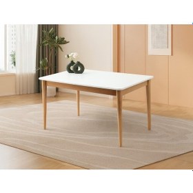 Resim Ortadan Açılır Büyüyen Yemek Masası Beyaz-Naturel Etekli 80x130 CM Beyaz 