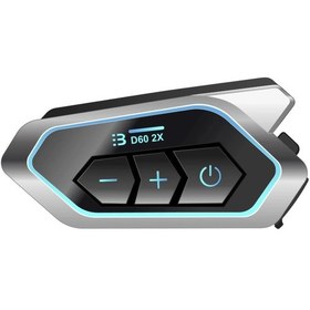 Resim D60 2x Motosiklet Kask Kulaklığı Bluetooth Intercom Rgb Işıklı 2 Intercom Bağlantılı 