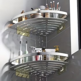 Resim 2 Adet Metal Köşe Banyo Rafı, Üçgen Duvara Monte Depolama Rafları, Matkapsız Tasarım, Havlular, Tuvalet Malzemeleri ve Aksesuarlar İçin Ev Banyolarında Düzenleyici 