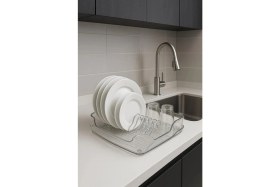 Resim Soi Home Şeffaf Akrilik Tabaklık Bulaşıklık Düzenleyici 2 Parça 37X38X7 cm 