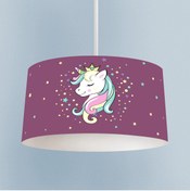 Resim MASAL ODAM BEBEK VE ÇOCUK ODASI Renkli Unicorn Desenli Mor Avize 