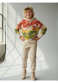 Resim Zekids Erkek Çocuk Batik Desenli Kapüşonlu Sweatshirt-16644 Renkli 