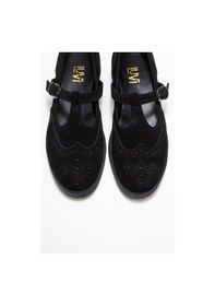 Resim Luvishoes Luvi Shoes Janney Siyah Süet Hakiki Deri Bantlı Kadın Loafer Ayakkabı SIYAH SUET 