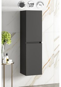 Resim Yıldız 35 130 Cm Antrasit Gri Mat Mdf Asma Banyo Boy Dolabı Antrasit - Gri 