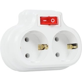 Resim 2'li Anahtarlı Golyat, İkili Topraklı Priz Çoklayıcı Fiş, Beyaz Renk, 16a 250 Volt, Max 3600 Watt Beyaz 1 