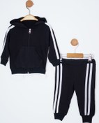 Resim Mai Perla Yandan Çizgili Kanguru Cepli Fermuarlı Sports Wear 2 Li Bebek Takım 