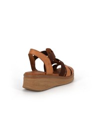 Resim Mammamia D26ys-2820 Taba Renk Hakiki Deri Lastikli Kısa Dolgu Topuklu 5cm Kadın Sandalet 