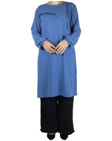 Resim Ece Giyim Kadın Önü Düğme Ve Dikiş Detaylı Spor Tunik Jenna18 Mavi 