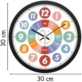 Resim 30 Cm Çocuklar İçin Eğitici Gerçek Camlı Akar Saniyeli Duvar Saati, 7480000717669 