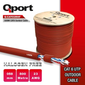 Resim Qport 500Metre Q-Cato2Rhf Lszh 23Awg Makaralı Halogen Free Kablo 