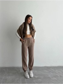 Resim 3 İplik Şardonlu Paça Lastikli Eşofman Vizon İs001 Vizon 