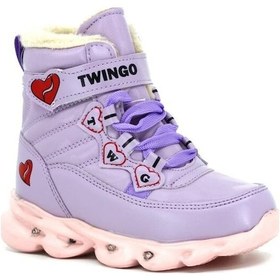 Resim Trendyshose Tw-009065 Bebe Kız Çocuk Termal Kürklü Işıklı Garantili Bot Lıla Lila 
