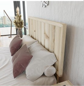 Resim Hüma Model Doğal Çam Ahşap Karyola Ve İki Komodin Set Dikey -279 90 x 190 