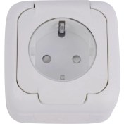 Resim Beyaz Şeffaf Kapaklı Topraklı Priz Çabuk Bağlantı 