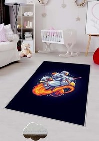 Resim Pelangi Lacivert Astronot Desenli Yıkanabilir Kaymaz Taban Leke Tutmazbebek Ve Çocuk Odası Halısı, Lacivert 100 x 300, 901357074100300 
