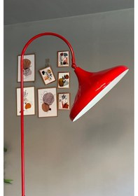 Resim Kırmızı Lambader Hareketli Başlık Modern Dekoratif Metal Oturma Odası Çalışma Odası 6966 Kırmızı 