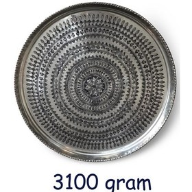 Resim 62 Cm El İşlemeli Otantik Desenli Kalın Urfa Bakır Tepsi - Kalaylı-tps457 Antik Bakır 