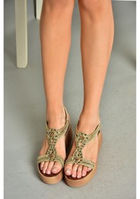 Resim Fox Shoess258188009 Altın Dolgu Tabanlı Kadın Sandalet Altın 