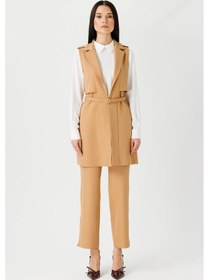 Resim Esswaap Aller Detaylı İnce Kemerli Yelek Pantolon Tunik Camel-camel Camel 