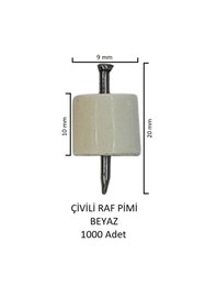 Resim Adilon Çivili Raf Pimi Beyaz 1000 Adet 