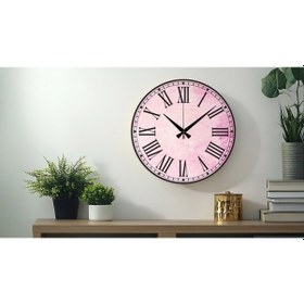 Resim Roma Rakam Uv Baskılı Duvar Saati Sessiz Akar Mekanizma Pembe 
