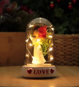 Resim HEDİYEBİZİZ Dekoratif Işıklı Melek Cam Fanus 