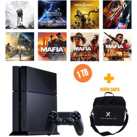 Resim Sony PlayStation 4 Standart 1TB + 8 Dijital Oyun + Tek Kol + ConsoleX Çanta (Yenilenmiş) 
