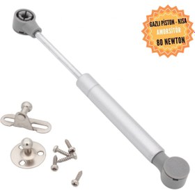 Resim KOÇSAN Gazlı Piston Dolap Kalkar Kapak Amorsitörü Mat Gümüş 80 Newton Kısa 