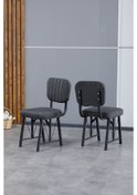 Resim Hayat Serisi Mutfak Sandalyesi, Yemek, Bahçe, Kafe, Modern Sandalye 6 Adet - Antrasit Antrasit 