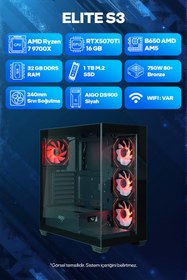 Resim Game Garaj Elite S3 AMD Ryzen 7 9700X 32GB RAM 1TB SSD RTX5070Ti 240mm Sıvı Soğutma FreeDOS Oyuncu Tavsiye 