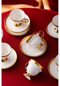 Resim İstanbul Porselen Çırağan 6 Kişilik Kahve Fincan Takımı Beyaz 