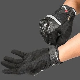 Resim Motosiklet Motokros Eldiveni, Kaymaz Nefes Alabilir, Karbon Korumalı, Dokunmatik Ekran 