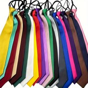 Resim Erkekler için Düz Renk Fermuarlı Kravat | 1 Adet 8cm Genişlik | Dayanıklı Polyester Dokuma Kumaş | İş, Gündelik, Partiler ve Düğünler İçin Kolay Giyilen Ön Bağlı Kravat | Baba, Koca, Arkadaşlar İçin İdeal Hediye 