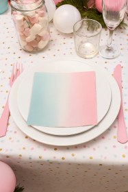 Resim Peçete Cinsiyet Partisi Peçetesi Pembe Mavi Geçişli Lüks Cinsiyet Peçetesi 20li 33 33 +3 