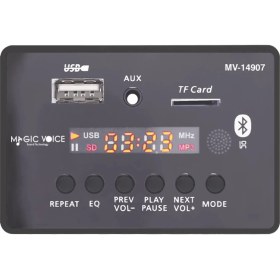 Resim Magicvoice MV-14907 Usb/sd/mıc/aux/bluetooth Kumandalı Ekranlı Oto Teyp Çevirici Dijital Player Board (4887) 