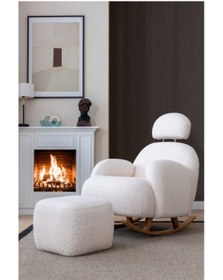 Resim Luxehome Cozy Sallanan Bejer + puf 